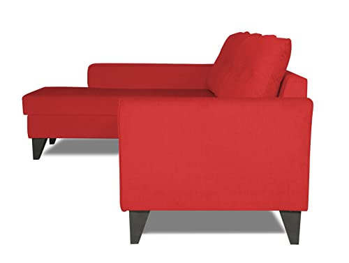Image of Adorn India Maddox Tufted L Shape 6 Seater Sofa Set LHS (Red) (3 Year Warranty)