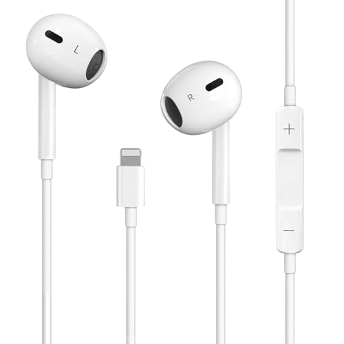 Image of Lightning Earphones for iPhone [MFi Certified] HiFi Stereo Noise Isolating Headphones Wired in Ear Earbuds with Microphone and Volume Controller Compatible with iPhone14/13/12/12Pro Max/11/XR/XS/SE/8/