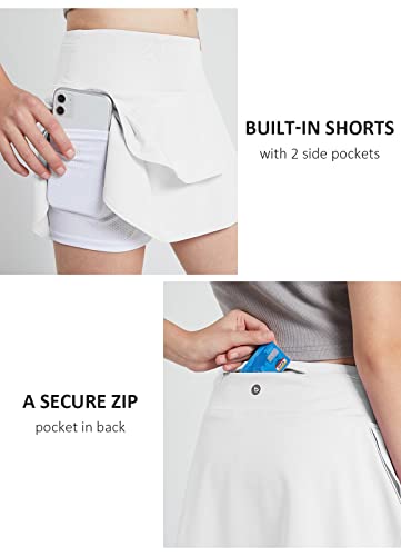Baleaf Girls' Tennis Golf Skirt Sports Skort Women Athletic Running Kids School Cheer Skirt With Shorts Pockets White S #TOP3