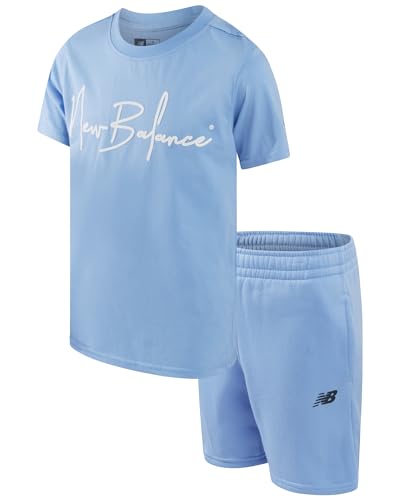 Image of New Balance Active Boys Short Sets - 2 Piece Short Sleeve Workout T Shirt and Fleece Kids Shorts Boys Athletic Sets (8-12)