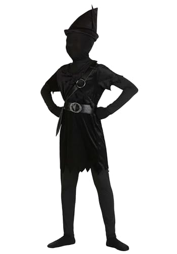 Fun Costumes Peter Pan's Shadow Kids Costume - Includes Tunic, Leggings, Hat, Hood, Gloves & Belt Medium