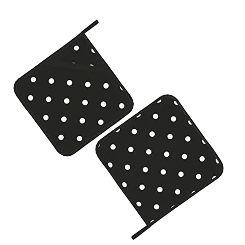 Black And White Polka Dot 2 Pack Pot Holders For Kitchen Heat Resistant Pot Holders Sets Oven Hot Pads Pot Holders For Cooking Baking (8 * 8 Inches) #TOP2