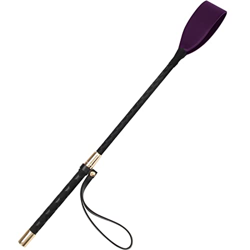 Coolrunner Riding Crop for Horse, 18 Inch Horse Whip with PU Leather Equestrianism Horse Crop Double Slapper Horse Whip Black Crops for Horses (Purple)