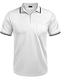 Dieses Kurzarm Poloshirt kommt mit klassischen Polokragen mit Reißverschluss, Echte Tasche auf der Brust. Das Streifendesign an Ausschnitt und Ärmelbündchen zeigt deinen männlichen Charme.