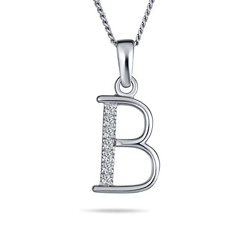 Collier initiale femme argent avec pendentif lettre alphabet block en zirconium CZ