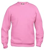 clique - felpa girocollo manica lunga uomo donna unisex basic roundneck, in poliestere, costine elasticizzate, tessuto resistente ai lavaggi (rosa brillante m)