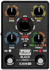 Line 6 POD Express Black Guitar Pedal Multi Effects and High-Gain Amp Modeling Processor, Looper, USB-C Interface, Software Editor, Heavy Metal (2025 Model)