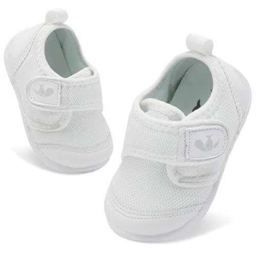 JOINFREE - JOINFREE Baby Shoes Boys Girls First Walking Shoes Infant Breathable Barefoot Sneakers Toddler Infant Non-Slip Tennis Shoes White 18-24 Months