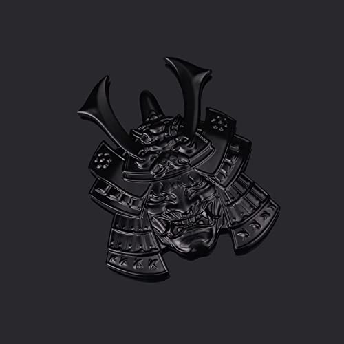 Samurai Metal Car Sticker, Japanese Style Hannya Decal, Demon With Helmet Emblem, Devil Death Skull Zinc Alloy Skull Cool Badge For Automotive, Truck, Motorcycle (Type B - Black) #TOP2