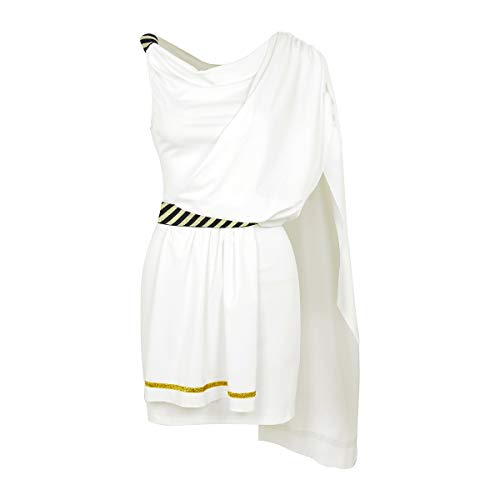 IEFIEL Disfraz Diosa Griega Romana Toga para Mujer Vestido Fiesta Ceremonia Traje de Cosplay Hallowen Carnaval Toga Tunic Costume Blanco Small
