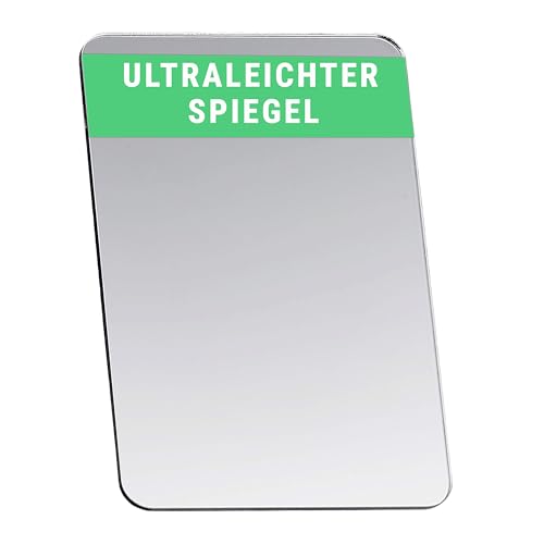 Falkenhorn Handspiegel – doppelseitiger, ultraflacher Acryl-Spiegel in rechteckiger Form, ideal für Basteln, Kinder, DIY, Geldbörse, Kosmetik und unterwegs – 7,0 × 10,0 cm (rechteckig), 1 Stück