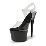 WUXIN H&P Women's 7 Inch Clear Platform Heels - Ankle-Strap Sexy Pole Dance High Heel, Exotic Dancer Shoes Stiletto 6-8 Inch US 10