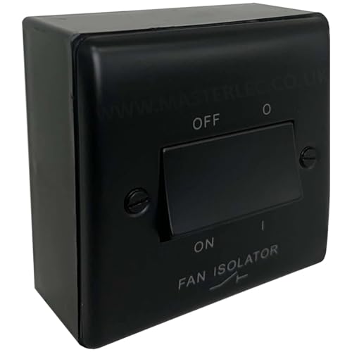 Image of Matt Black Fan Isolator Switch with 32mm Black Surface Pattress Back Box