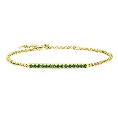 14k Yellow Gold plated silver - Emerald