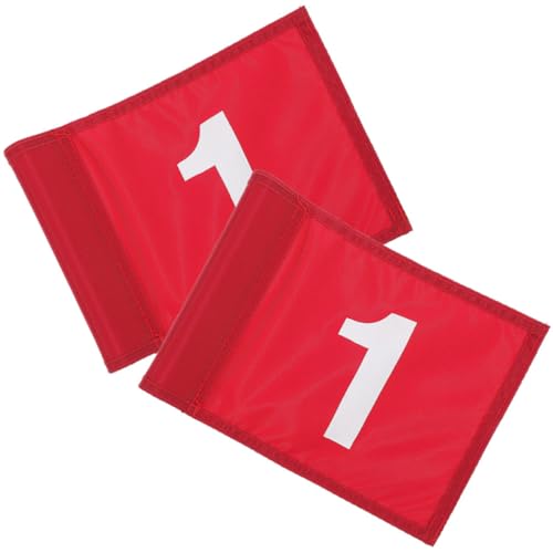 PRETYZOOM Lot de 2 Drapeaux D'entraînement de Golf Rouges en Nylon, Accessoire Portable pour Pratique Précise et Aide à L'entraînement Green