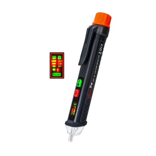 idoorythe Non Contact Voltage Tester AC Electricity Detect Pen 12V-1000V/48V-1000V with Multi Indicator LCD Display, Flashlight, Buzzer Alarm for Wire Break-point Finder IE01