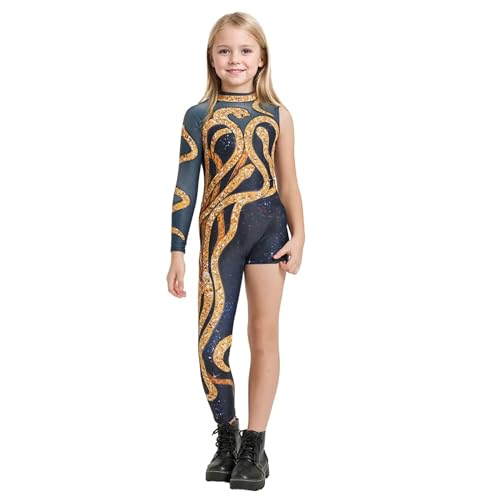 Kids Gold Snake Bodysuit Outfit for Girls Boys Celebrity Party Concert Cosplay Costume 3-4 T