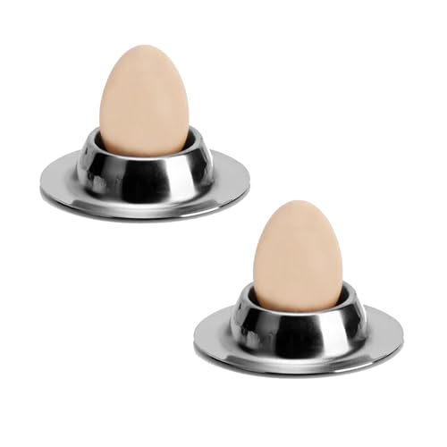 LERTREE 2 Pcs Stackable Stainless Steel Egg Trays Cups Egg Stand Holder