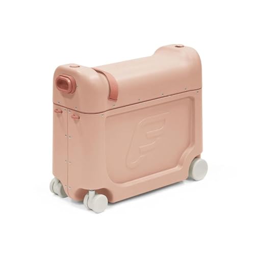Image of Stokke Jetkids Bedbox - Kids Ride-On Suitcase & Travel Bag, Helps Your Child Relax & Sleep on The Plane, Approved by Airlines, Swivel Wheels, Adjustable Strap - Coral Pink