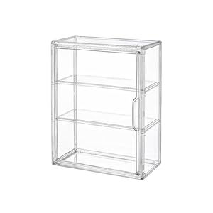 3 Tiers Clear Display Case for Figures, Acrylic Storage Organizers Box with Magnetic Door, Wall-Mounted Dustproof Showcase for Collectibles Action Figure