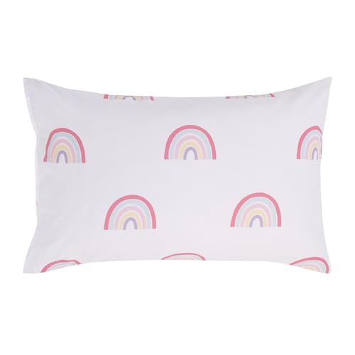 Image of NoJo Carter's Rainbow Unicorn Pink, Purple, and Aqua Dream Big 4 Piece Toddler Bed Set - Comforter, Fitted Bottom Sheet, Flat Top Sheet, and Reversible Pillowcase