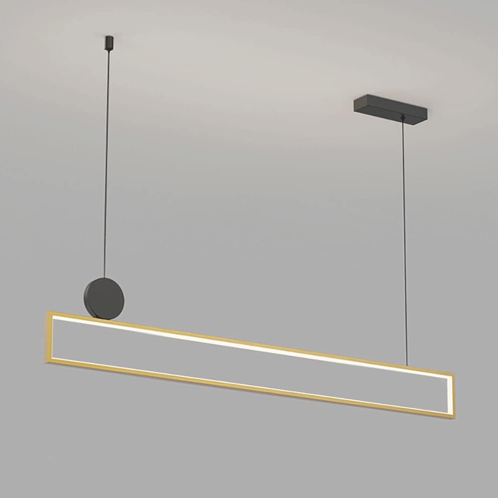 Creative Long Strip Pendant Light, Modern LED Neutral Light - 4000K Linear Hanging Lamp, Gold Metal Suspension Lamps with Acrylic Shade, Simple Kitchen Island Chandeliers