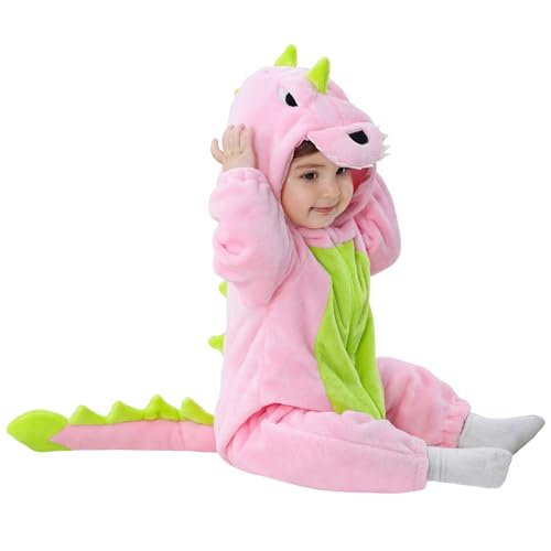 TONWHAR Kid's and Toddler's Costume Baby Animal Outfit Baby Boys' Girls' One-Piece Rompers Jumpsuit(4T,Pink Dinosaur)