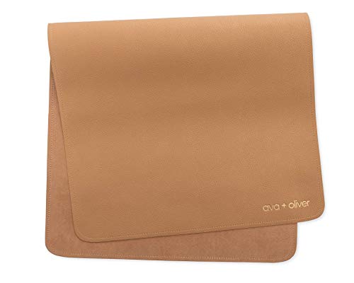 Image of Ava + Oliver Vegan Leather Baby Changing Mat - Multipurpose Portable Wipeable Waterproof Diaper Pad - Compact for Travel (16 x 30 in) (Tan)