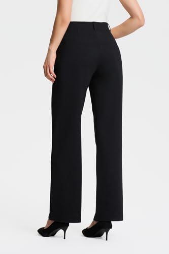Yogipace Petite/Regular/Tall Women's Pull-on High Rise Stretch Relaxed Fit Dress Pants Soft Ponte Bussiness Casual Trouser2