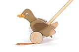 small Foot Schiebetier Ente mit beweglichem Kopf aus Holz, hilft beim Laufenlernen, Schiebespielzeug für Kinder ab 18 Monaten, 12493, Braun