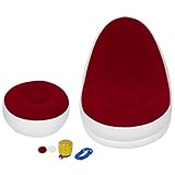 Aufblasbarer Haushalt-Stuhl, Gartensofa Outdoor-Sofa Gartensofa Outdoor-Sofa mit Luftpumpe Faltbare Liege, die Sofa für Balkon, Garten, Garten Im Freien Beflockt(Rotes Sofa mit Pedal + Fußpumpe)