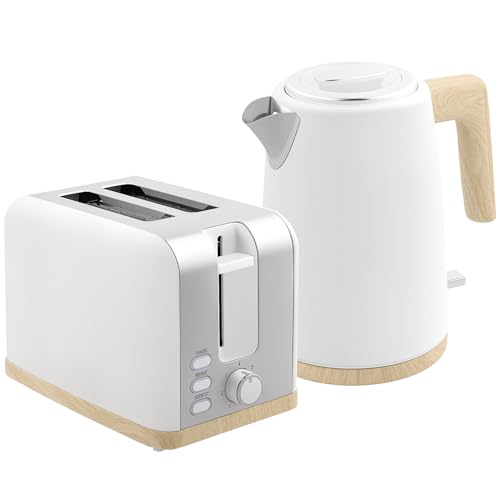 HOMCOM Set de Hervidor y Tostadora 2200W 1.7L 2 Rebanadas Blanco