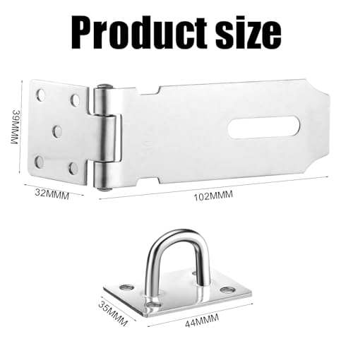 Image of Door Latch Hasp Lock Hasp Door Latches Gate Latches Stainless Steel Lock Latch Heavy Duty Padlock Hasp with Screws for Mailbox Drawer Closet Fence Door Window Cabinets 4Inch