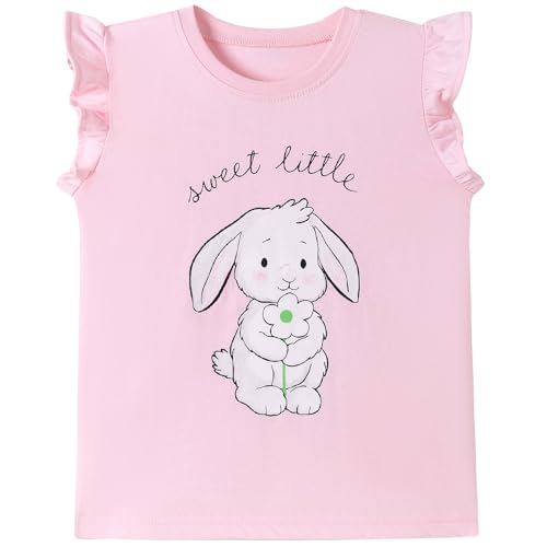 Image of Toddler Girls Bunny T-Shirt Cotton Baby Short Sleeve Easter Outfits Rabbit Shirts Soft Summer Casual Tee Tops