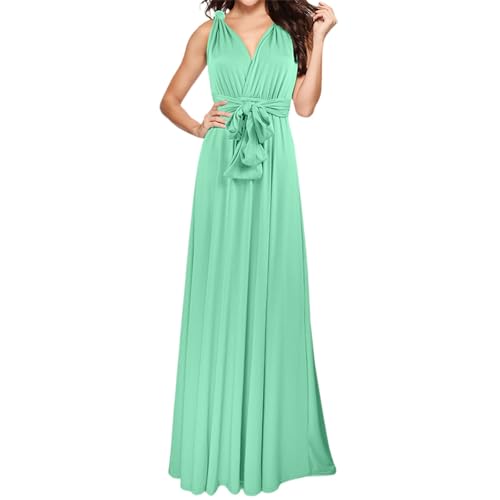 Wickelkleider Damen Elegantes, langes Abendkleid mit V-Ausschnitt für Damen, wandelbares Wickelkleid für Brautjungfern, für Hochzeitsgäste,...