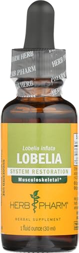 Herb Pharm Certified Organic Lobelia Liquid Extract Drops for Musculoskeletal System Support 1 Oz