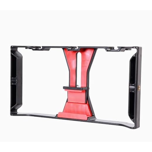 Phone Video Camera Cage Film Making Rig Hand Grip Bracket with Cold Shoe Mount 1/4in Screw for Smartphone Video Vlog Recording