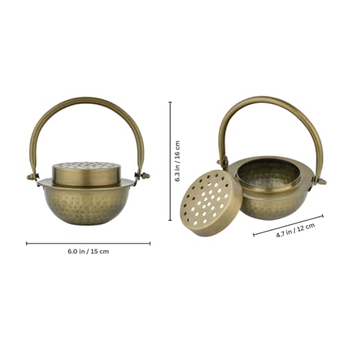 Image of Manor House Pure Iron Dhoop Dani with Handle | Traditional Sambrani Loban Incense Burner | Smoke Vent Lid Dhoop Holder for Pooja, Meditation, Home Temple, Yoga & Spiritual Use (Small)