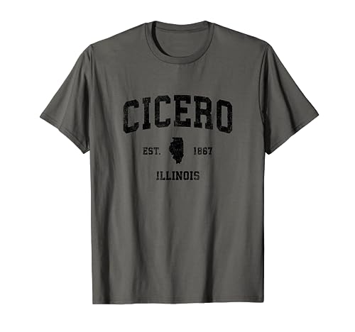 Cicero Illinois IL Diseño Deportivo Vintage Estampado Negro Camiseta