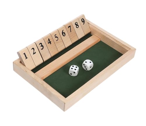 Cawtiuly Shut The Box Dice Game - Family Game of Strategy with Wooden Board for Adults Kids Family Classroom Home or Pub - 12 Spots Dice Game with 2+ Player Games