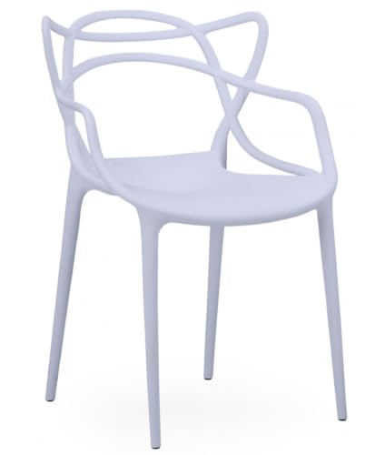 PEGANE Lot de 4 chaises Papillon Blanches en polypropylène – Empilables – Intérieur et extérieur