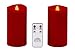 Gift Package 2 Pieces Red Flameless Candles (D 3" x H 6") Flickering Flame Effect, LED Pillar Candles Battery Operated Real Wax with Timer Function and Remote