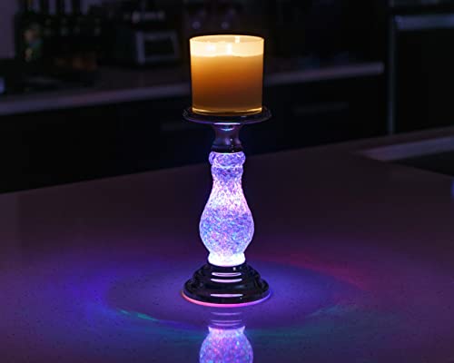 Swirling Silver 3-Wick Candle Holder | Bath And Body Works Candle Compatible | Ultra White And Upgraded Multi-Color Light Settings | Premium Faceted Crystal Texture With Swirling Glitter #TOP6