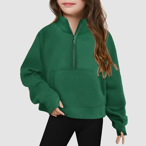 Sweatshirts for Teen Girls Half Zipper Long Sleeve Crop Pullover Tops with Thumb Hole Fall Tween Girls Trendy Clothes2