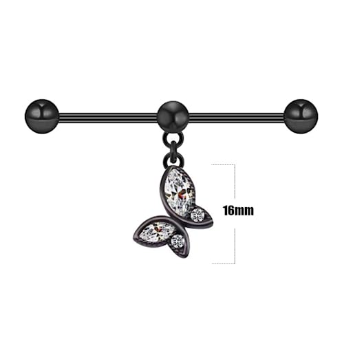 Godtemrow 14G Stainless Steel Industrial Barbell Earrings Black Set Bar Animal Industrial Piercing Jewelry For Women Mens Cartilage Body Retainer thumb #5