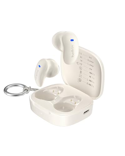Belkin SoundForm Anywhere Auricolari Bluetooth, Leggeri con Comfort Duraturo, Resistenza all'Acqua di Grado IPX4, Cuffie In Ear Wireless per iPhone, iPad, Tablet, Laptop, Corsa, Sport e Altro, Bianco