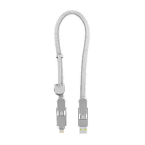 Rolling Square inCharge XL 30cm, USB C Charger Cable, Lightning Cable for Smartphone Universal Cable Charger 6 in 1, USB Plug