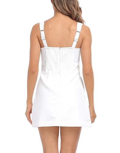 HDE Women's Linen Mini Dress Sundress Sleeveless Summer Dresses with Pockets3