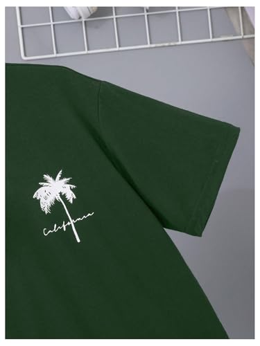 Image of SOLY HUX Boy's Graphic Tees Palm Tree Print Short Sleeve Crew Neck Summer Trendy T-Shirts Clothes for Teen Boys
