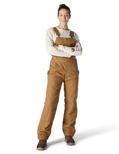Carhartt Women's Washed Duck Insulated Bib Overall, Brown, X-Small Short